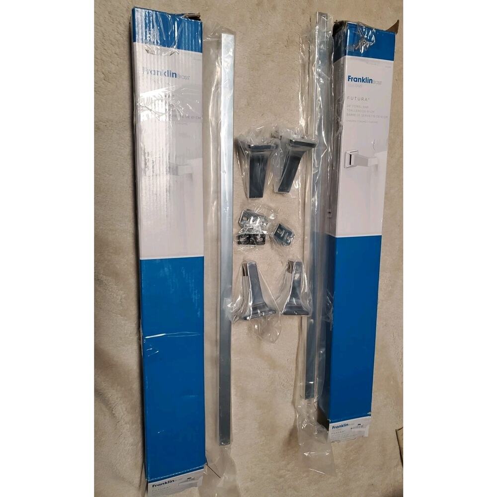 Franklin Brass Futura 24" Towel Bar Chrome D2424PC 2‑Pack Bathroom Hardware NEW - Picture 2 of 3